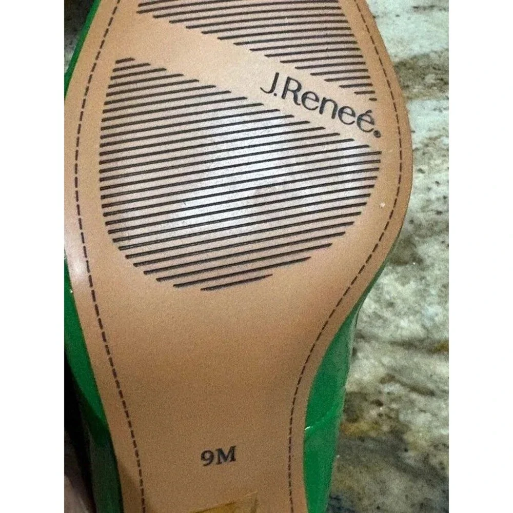 J. Renee Green Patent Slingback Pumps - Size 9M - Gold Stripe Heel - NWOT